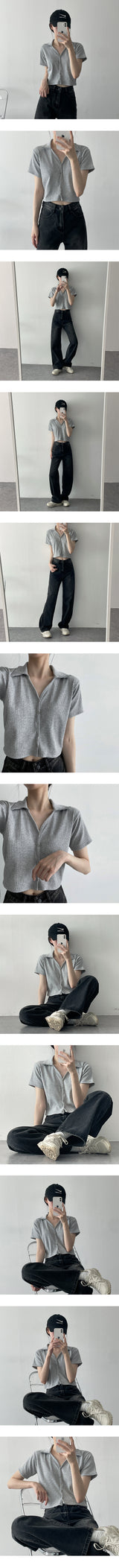 ロックカラースナップショートスリーブカーディガン / Lock Collar Snap Short-Sleeved Cardigan