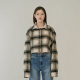 CROPPED CHECK JACKET (BEIGE) (6645973647478)