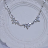  crystal crown heart chain necklace