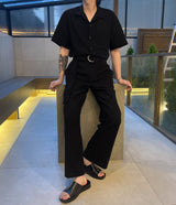 リネンワイドジャンプスーツ / RO linen wide jumpsuit (3 colors)