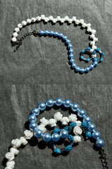Blue and White Roses Necklace