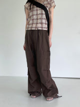 ウカシャーリングツーウェイジョガーリネンワイドカーゴパンツ / Uka shirring two-way jogger linen wide cargo pants