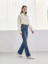 ロングセミブーツカットデニムパンツ / W52 LONG SEMI BOOTS CUT DENIM PANTS_MEDIUM BLUE