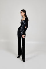 BOOTS CUT SKIRT PANTS [BLACK] (6639097938038)