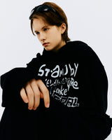 オーバーサイズタイポフーディー/OVER SIZE TYPO HOODIE-BLACK