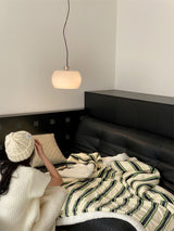 Retro stripe microfiber lamb fleece blanket - 150x200cm - Green