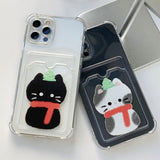 MerryBlack - Sketch Some Cat Christmas Card Storage Phone Case