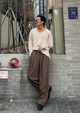 Waffle U-Neck Long Sleeve 4COLOR