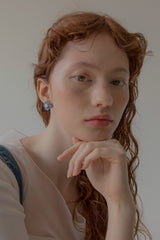 ビンテージニットフラワーピアス/Vintage knit flower earring (Denim)