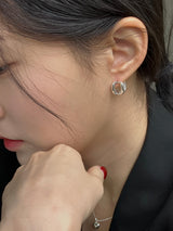 [92.5silver] donut one-touch earrings
