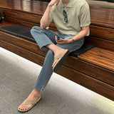オンスリネン3ボタンカラー半袖ニットウェア / Oz Linen 3 Button Collar Short-Sleeved Knitwear (5 colors)