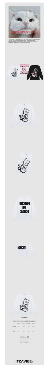 LOVE CRYING CAT LONG SLEEVE - WHITE