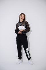 メッシュクロスクロップスウェットシャツ/TOP(9368) Mesh Cross Crop Sweatshirt