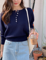 [SHOPPERMADE] ソフトハーフボタンニット (3color) (6698428596342)