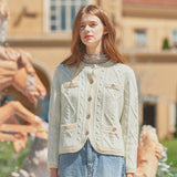 Spangle Tweed Knit Gardigan (Ivory) (6643857129590)