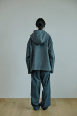 ウールフードコート/unisex wool hood coat gray