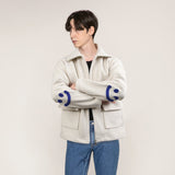 [UNISEX] Elbow Smile Drawing Bookle Embroidered Lee Joongji Jacket (6658474213494)