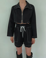 ステッチリネンクロップジャケット/Stitched Linen Crop Jacket (3color)