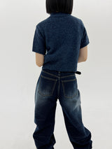 クラックディープダークブルーパンツ / No.520 Crack deep dark blue pants