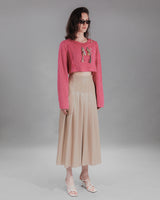 Neckline Cut-out Toggle Knit Crop Top (6676025573494)