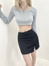 MQサテンスリットスカート/353. MQ satin slit sk (bk, iv)