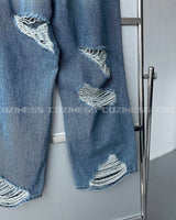 ダメージワイドパンツ / SK Damage Wide Pants (2 colors)