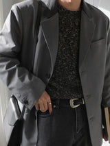 Blt Collar Leather Blazer (2color) (6684822208630)