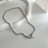 cho ボールチェーンハートボールドデイリールックチョーカーショートネックレス / cho Ball Chain Heart Bold Daily Look Choker Short Necklace