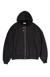 hoody zip-up cape cardigan black (6615495016566)