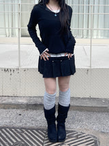 チャンキーダメージボタンスカートパンツ / Chunky Damage Button Skirt Pants