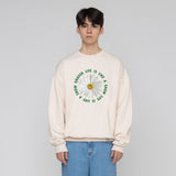 [UNISEX] Daisy Flower Circle Logo White Clip Sweatshirt (6688286605430)
