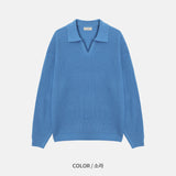 ブレンドオープンカラニット/BLEND OPEN KARA KNIT(7COLOR)