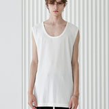 MODAL LENGTHY SLEEVELESS T-SHIRT WHITE (6566880575606)