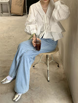 レースアップブラウス /  laceup white blouse