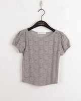 レイヤードシースルーレースパフ半袖Tシャツ/Poel layered see-through lace puff short sleeve T-shirt