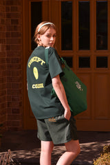 テニスボールクルーネックダークグリーンユニセックスTシャツ / Tennis ball crew neck dark green Unisex T-shirt