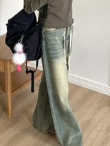 Aker string washing wide denim pants