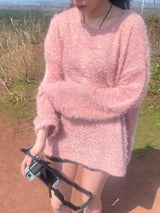 Hairy round knit t