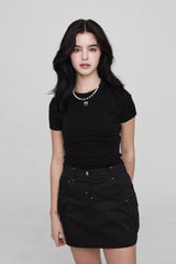 mii リブ SS Tシャツ / mii RIBBED SS T-SHIRT BLACK