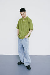 チェーンケーブルカラーハーフニット / CHAIN CABLE COLLAR HALF KNIT BASIL
