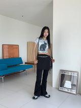 ルーバーヒッププリンティングプリントクロップド半袖Tシャツ