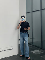 ラボワイドブラッシュデニムパンツ / Labo Wide Brush Denim Pants (Light Blue)