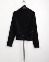 Corinne ribbon-strap velvet polar T-shirt