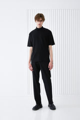 RIB MOCK NECK HALF T-SHIRT BLACK (6566873038966)