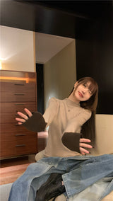 Color combination half polar long sleeve knit
