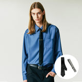 [SILM TIE+CLIP SET] FINE TWILL TIP SHIRT BLUE