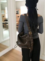 Minte Eyelet Strap Leather Big Shoulder Crossbag