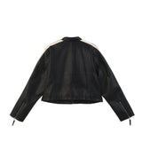 line leather jacket (black)