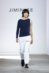 ONE SLEEVE BASIC T-SHIRT NAVY