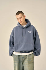 PIGMENT OVERSIZED LOGO HOOD - BLUE